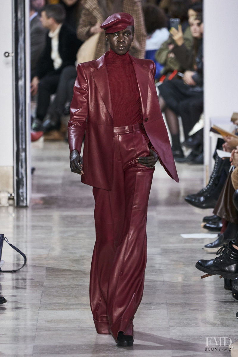 Alek Wek featured in  the Akris fashion show for Autumn/Winter 2020