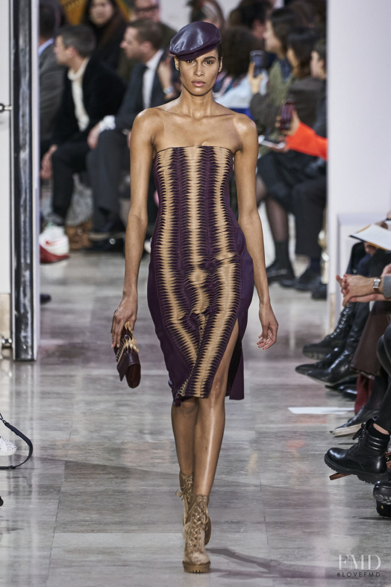 Cindy Bruna featured in  the Akris fashion show for Autumn/Winter 2020