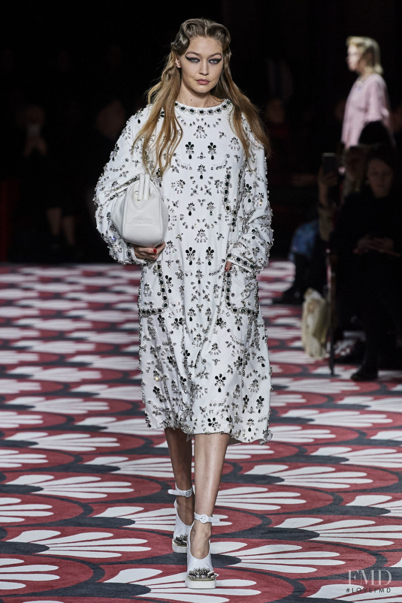 Gigi Hadid featured in  the Miu Miu fashion show for Autumn/Winter 2020