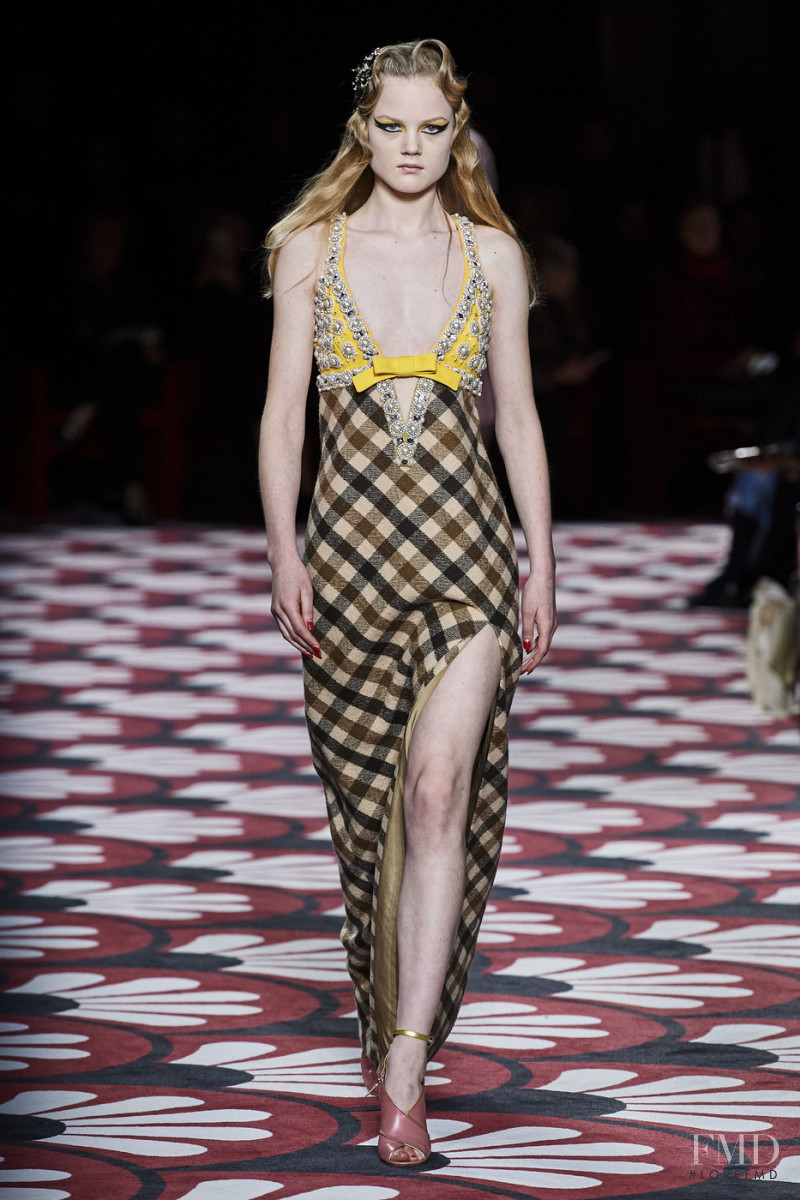 Julie Hoekstra featured in  the Miu Miu fashion show for Autumn/Winter 2020
