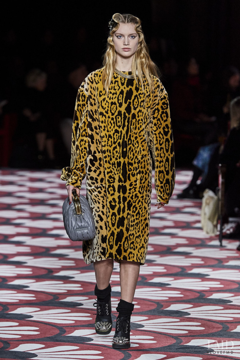 Bess Van Noord featured in  the Miu Miu fashion show for Autumn/Winter 2020