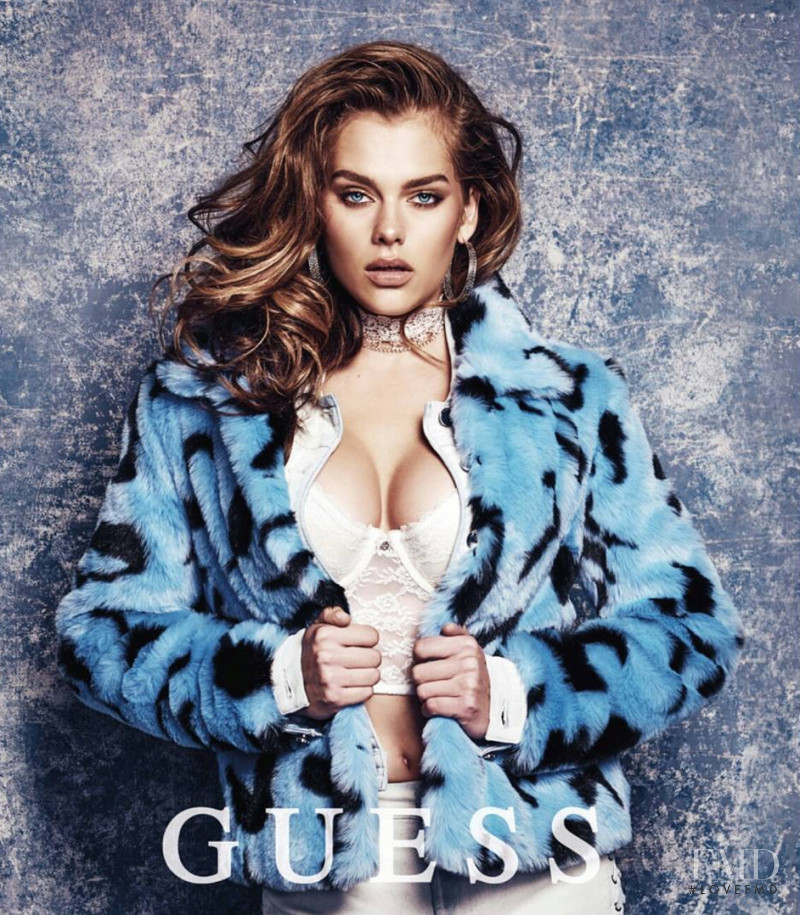 Solveig Mork Hansen featured in  the Guess advertisement for Autumn/Winter 2017