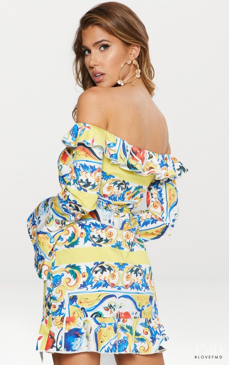 Kara Del Toro featured in  the PrettyLittleThing catalogue for Spring/Summer 2018