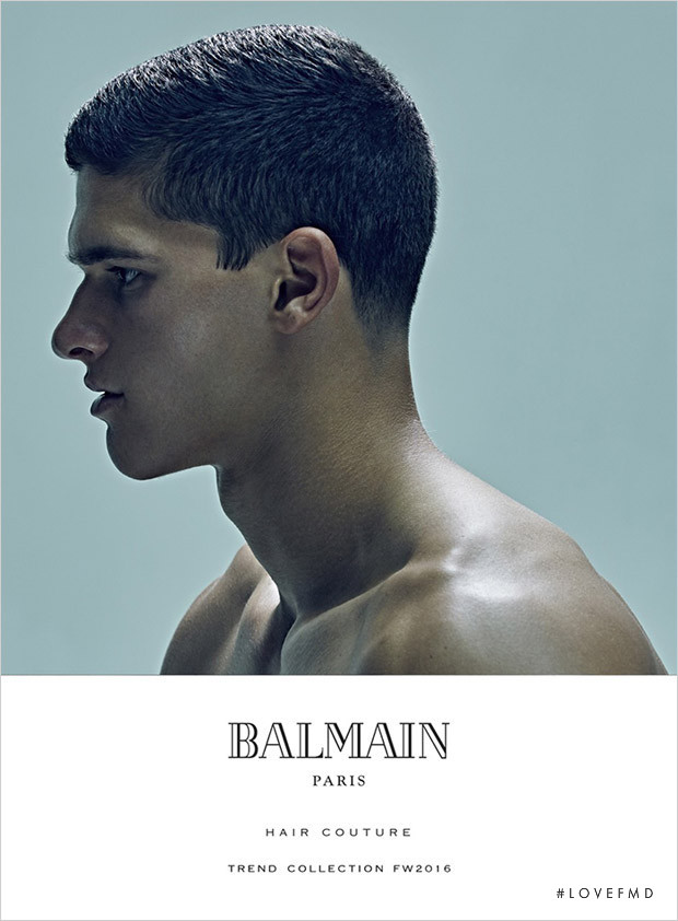 Trevor Signorino featured in  the Balmain Hair Couture advertisement for Autumn/Winter 2016