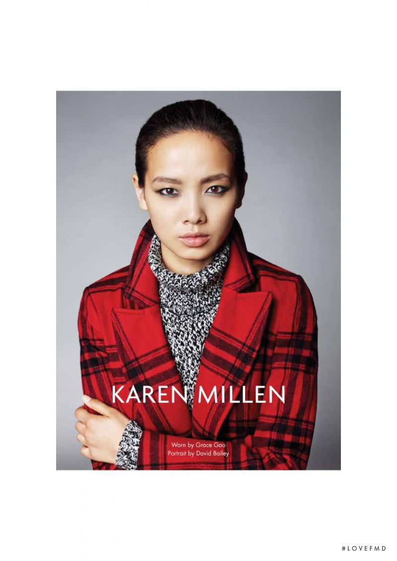 Grace Gao featured in  the Karen Millen advertisement for Autumn/Winter 2013