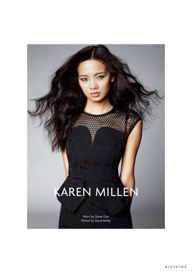 Grace Gao featured in  the Karen Millen advertisement for Autumn/Winter 2013