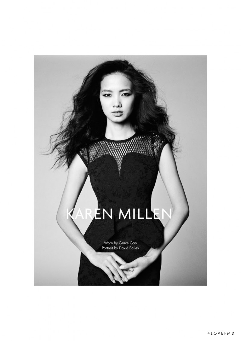 Grace Gao featured in  the Karen Millen advertisement for Autumn/Winter 2013