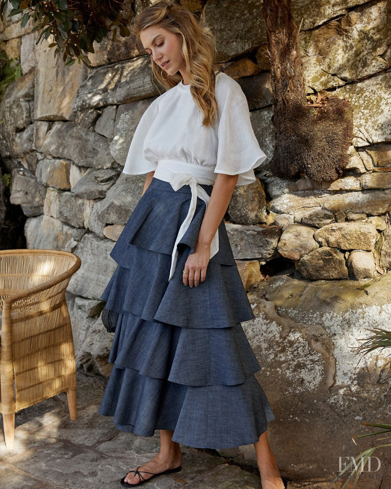 Caroline Lowe featured in  the Luxe de Valentina lookbook for Resort 2019