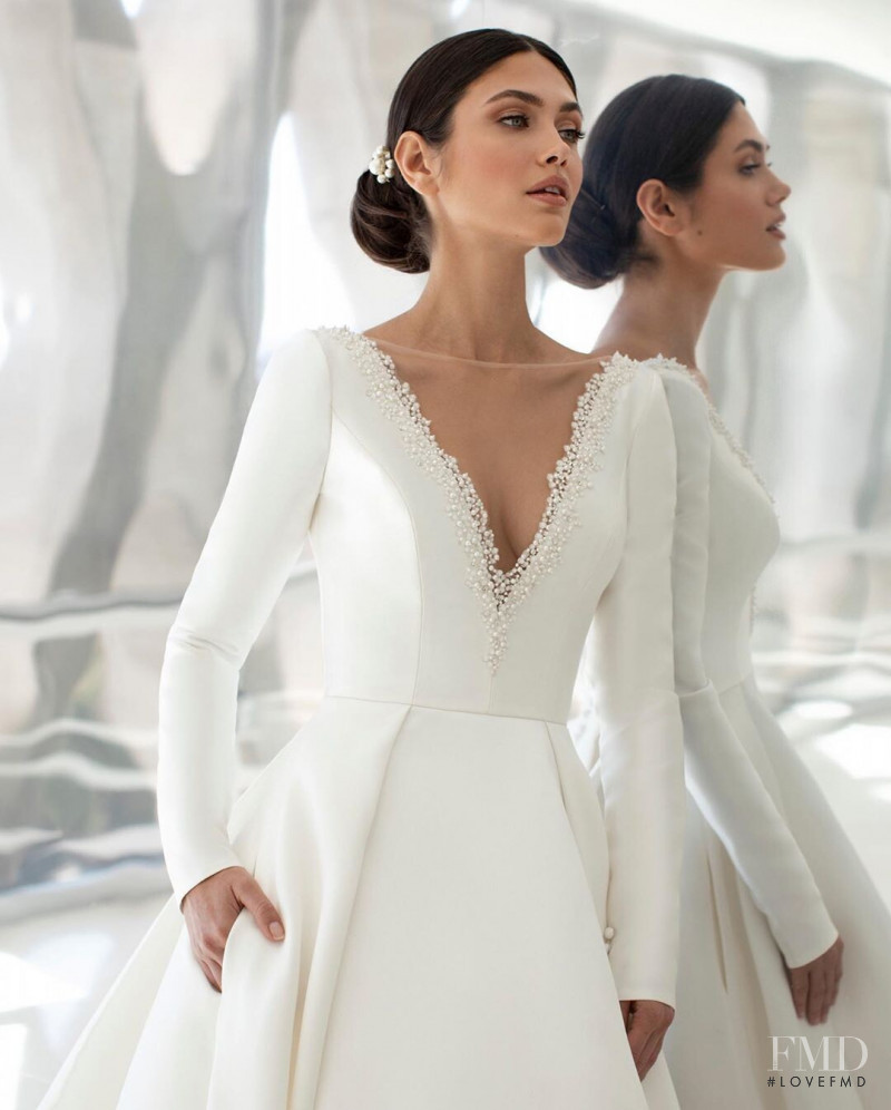 Victoria Bronova featured in  the Pronovias catalogue for Cruise 2021