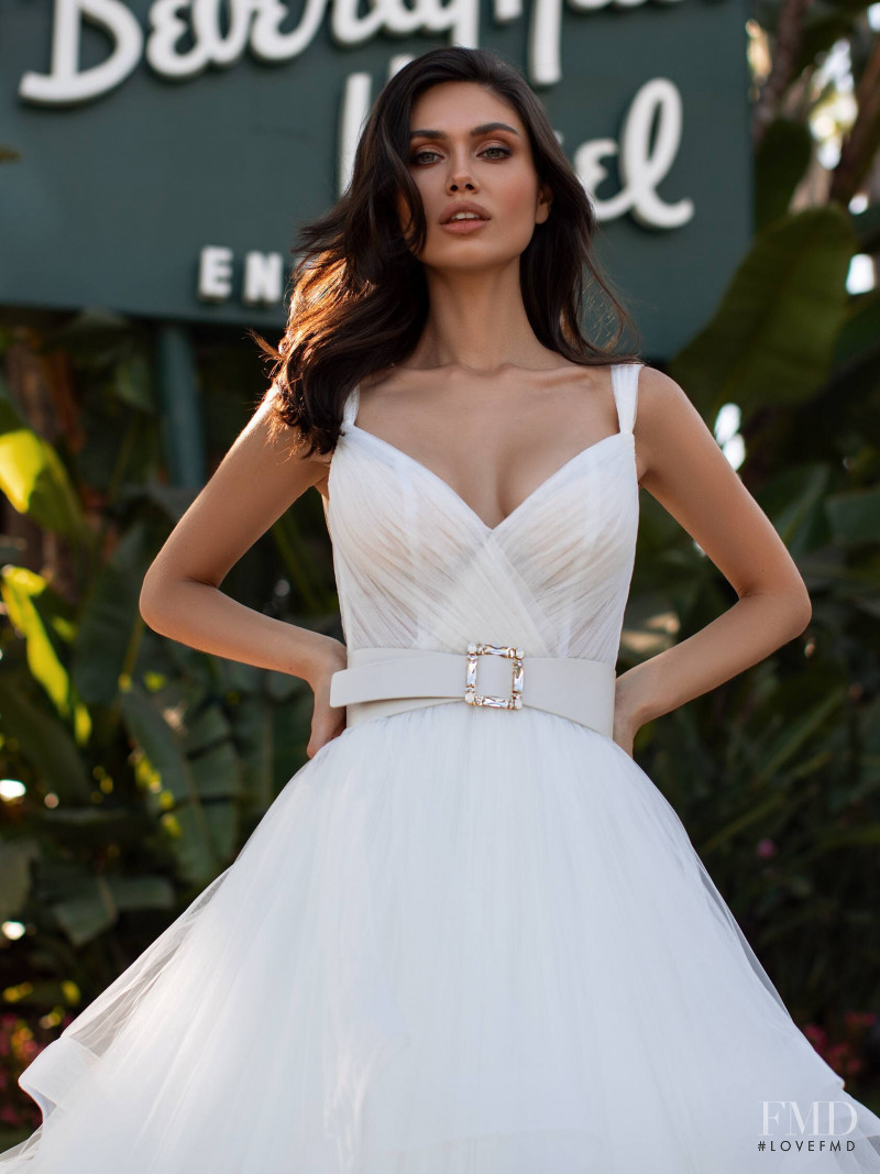 Victoria Bronova featured in  the Pronovias catalogue for Cruise 2021