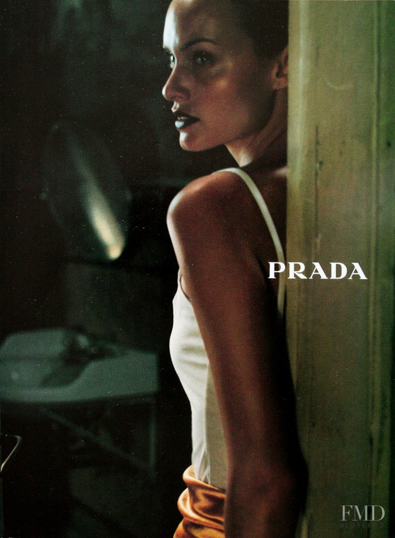 Amber Valletta featured in  the Prada advertisement for Spring/Summer 1997