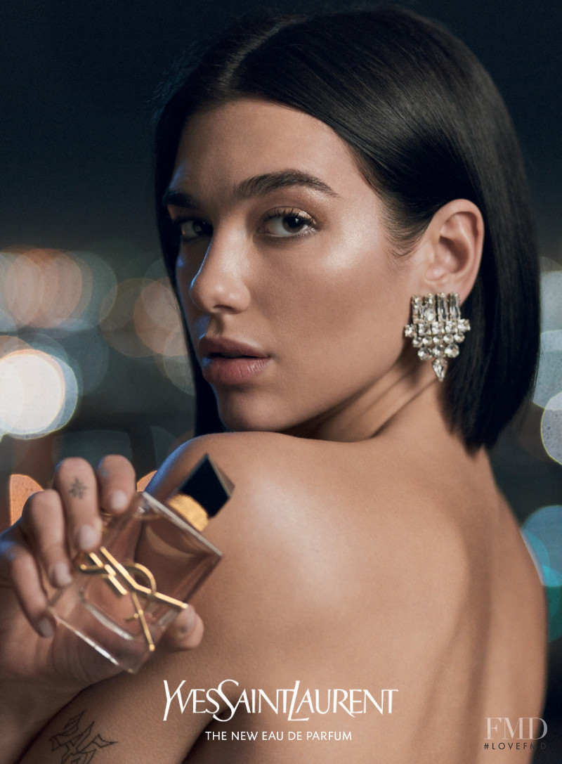 Dua Lipa featured in  the YSL Fragrance The New Eau De Parfum advertisement for Spring/Summer 2020