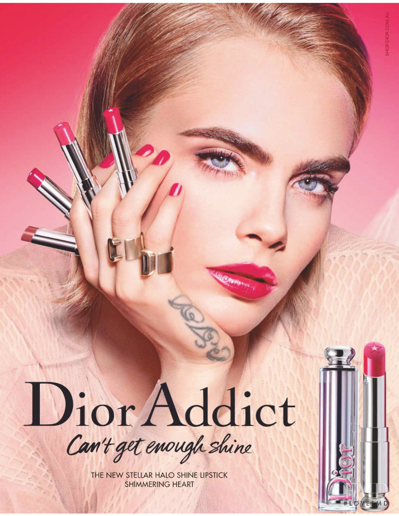 Cara Delevingne featured in  the Dior Beauty Dior Addict - Can\'t get enough shine advertisement for Spring/Summer 2020