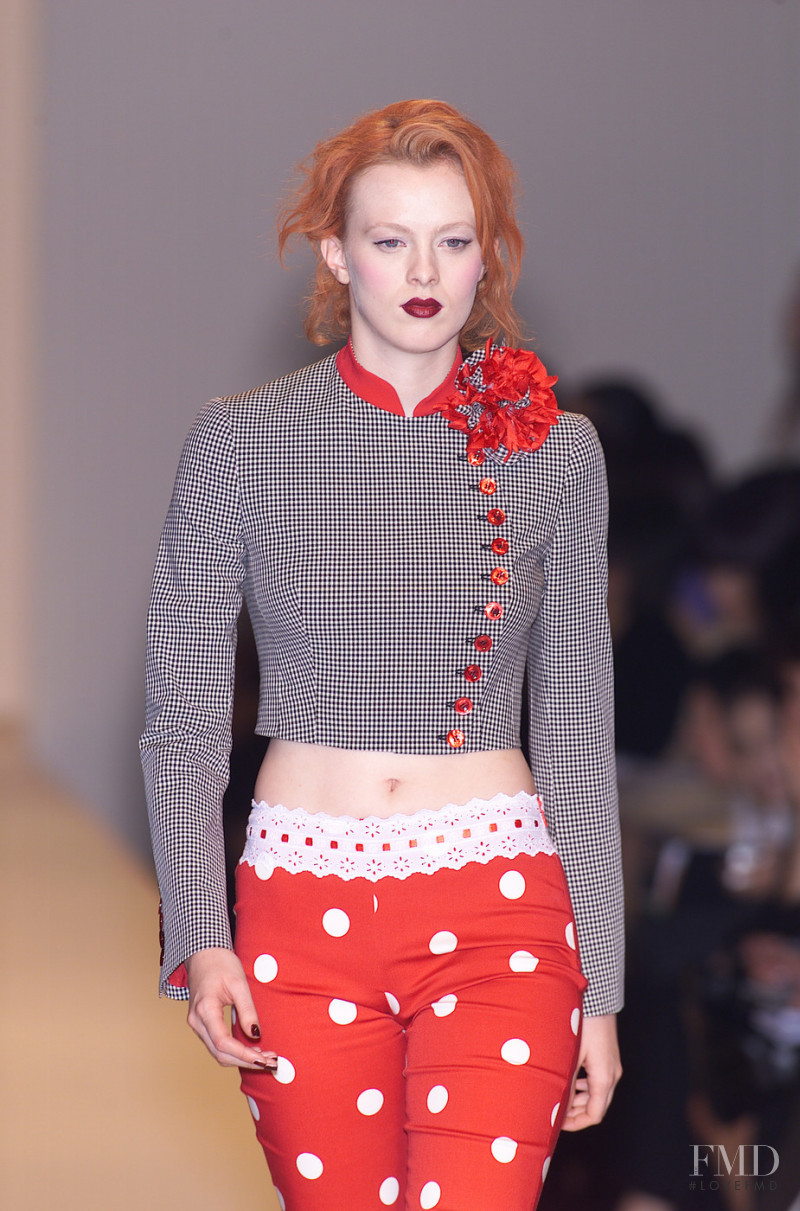 Karen Elson featured in  the Moschino fashion show for Spring/Summer 2001
