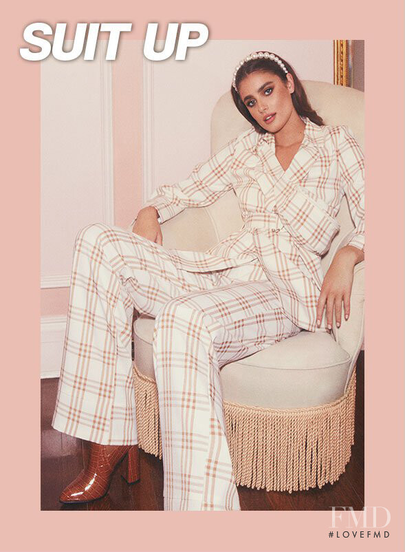 Taylor Hill featured in  the Boohoo x Taylor Hill lookbook for Winter 2019