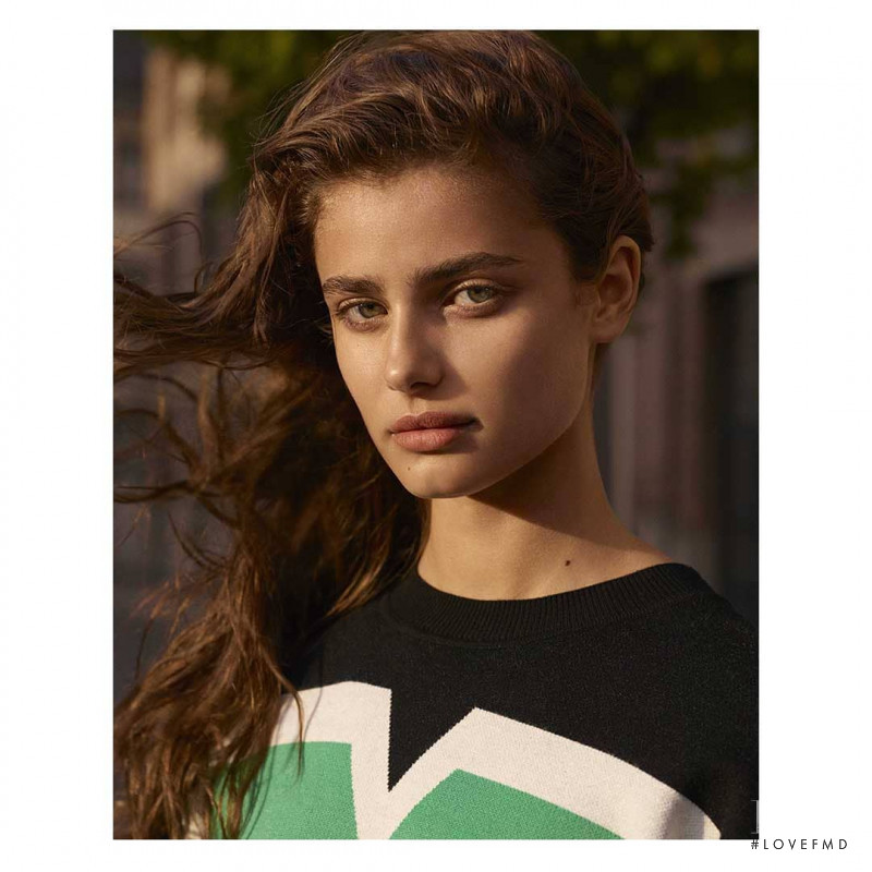 Taylor Hill featured in  the Sandro advertisement for Autumn/Winter 2018
