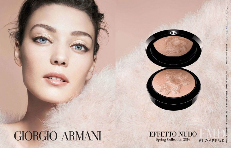 Diana Moldovan featured in  the Armani Beauty Effetto Nudo advertisement for Spring/Summer 2014