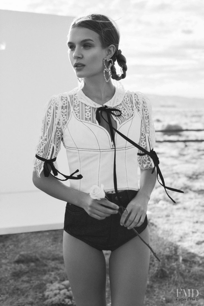 Josephine Skriver featured in  the For Love & Lemons Country Charm advertisement for Summer 2018