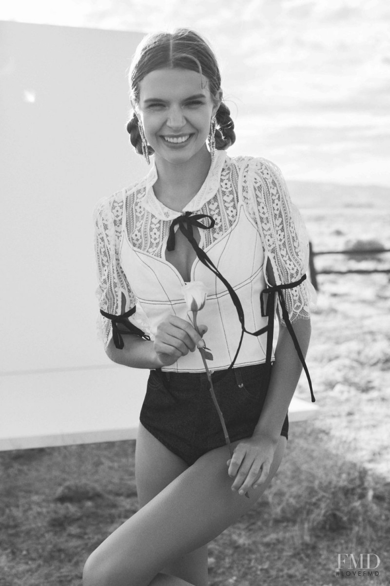 Josephine Skriver featured in  the For Love & Lemons Country Charm advertisement for Summer 2018