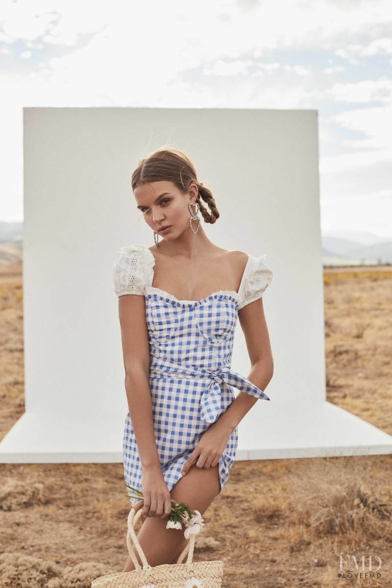 Josephine Skriver featured in  the For Love & Lemons Country Charm advertisement for Summer 2018