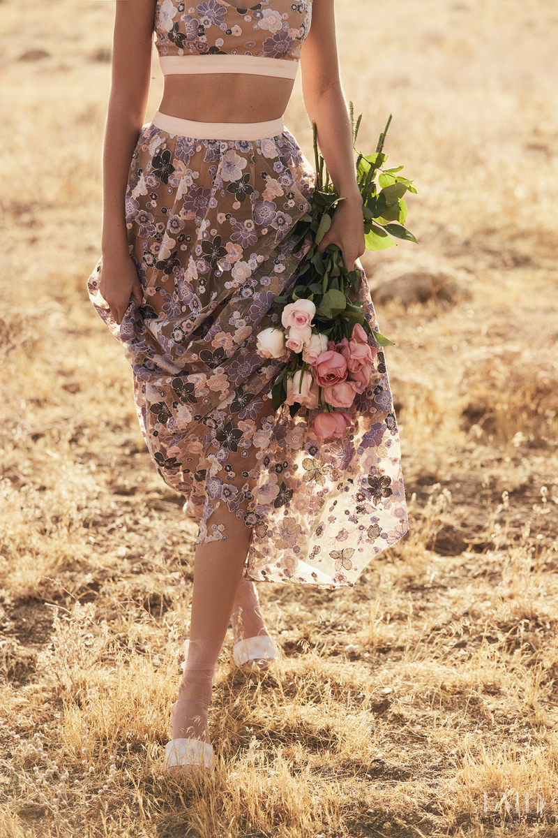 Josephine Skriver featured in  the For Love & Lemons Country Charm advertisement for Summer 2018