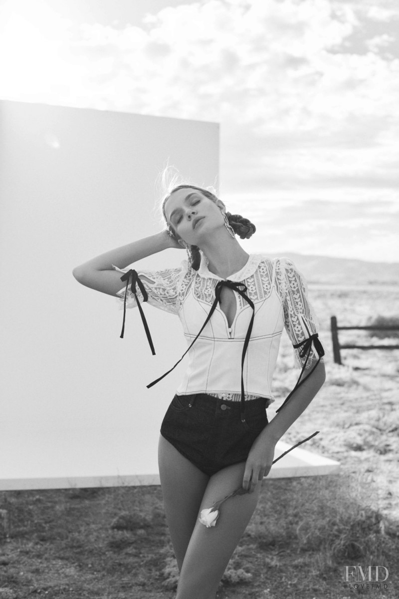 Josephine Skriver featured in  the For Love & Lemons Country Charm advertisement for Summer 2018