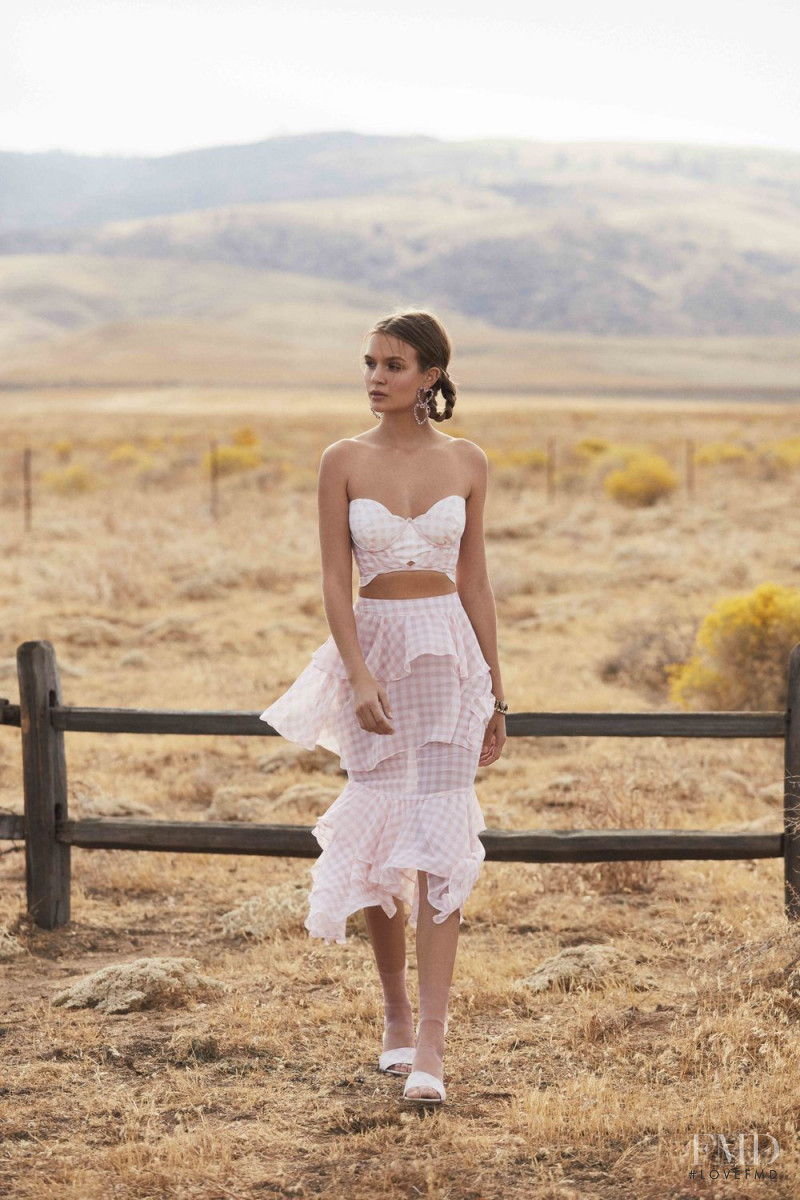 Josephine Skriver featured in  the For Love & Lemons Country Charm advertisement for Summer 2018