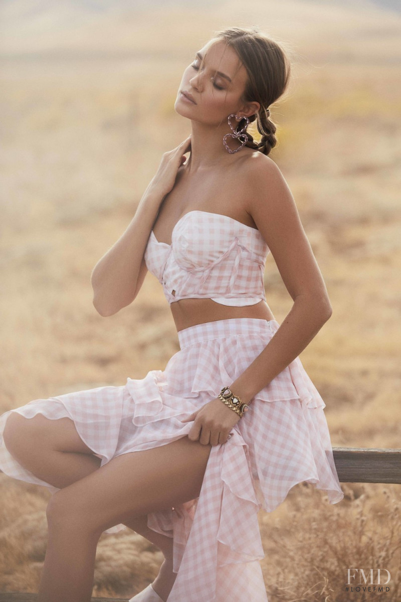 Josephine Skriver featured in  the For Love & Lemons Country Charm advertisement for Summer 2018