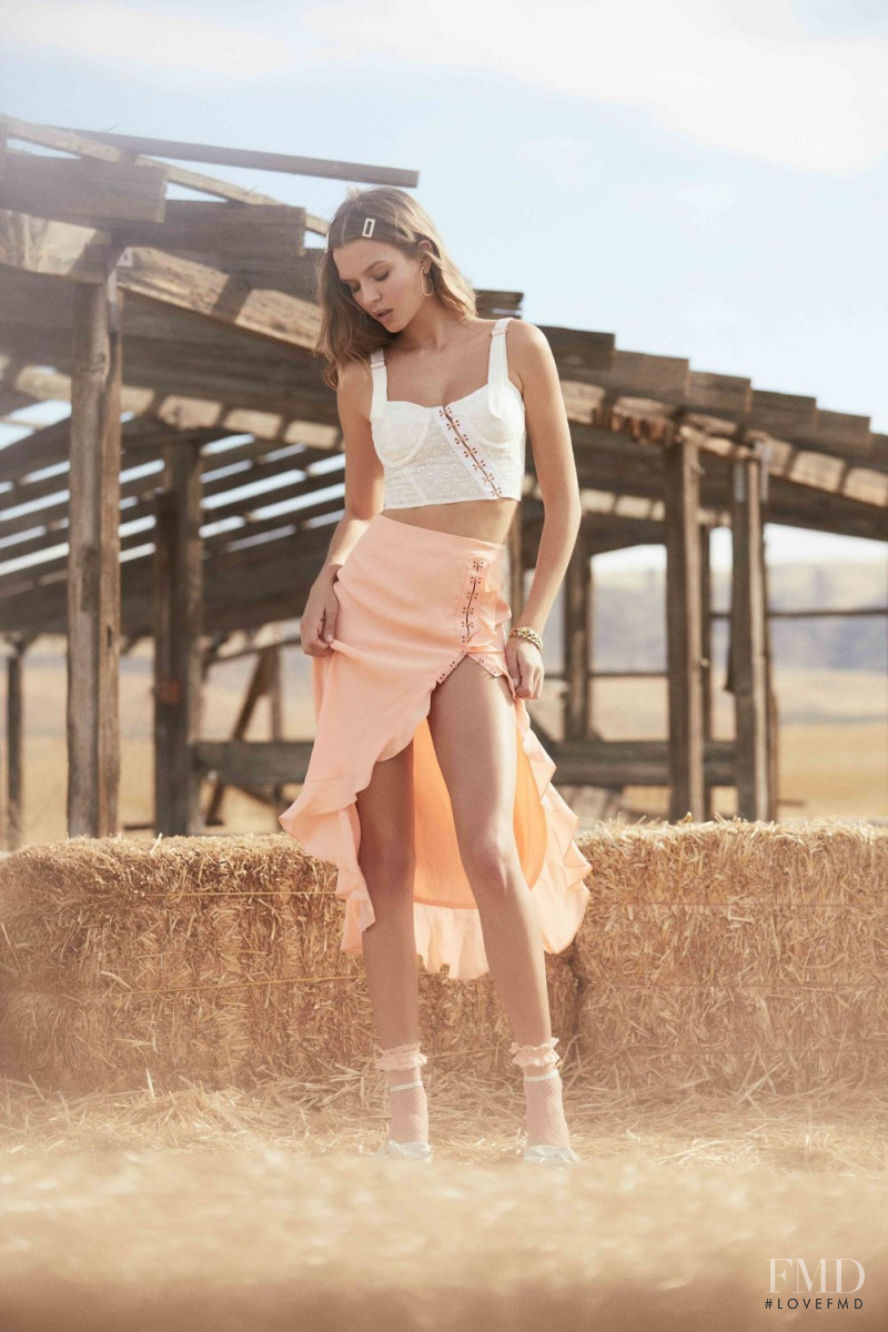 Josephine Skriver featured in  the For Love & Lemons Country Charm advertisement for Summer 2018