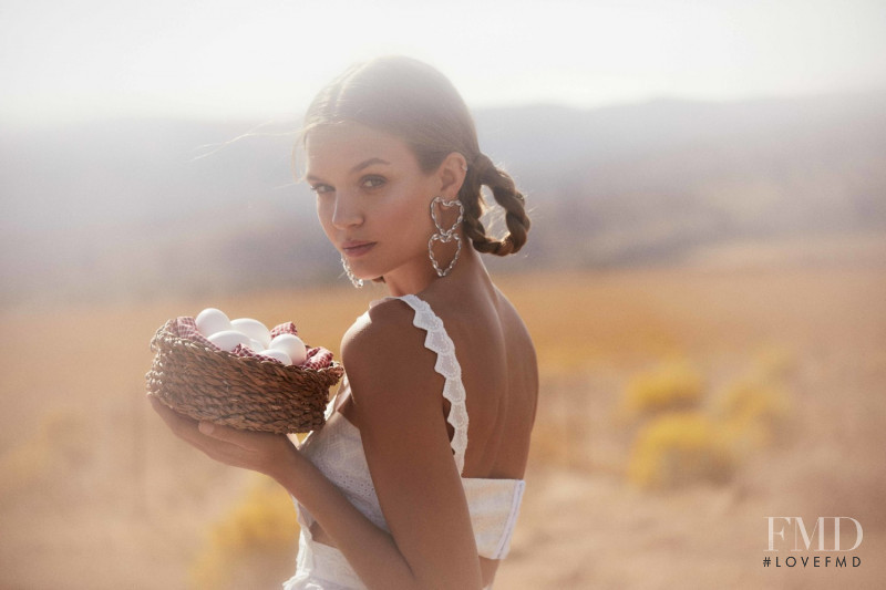 Josephine Skriver featured in  the For Love & Lemons Country Charm advertisement for Summer 2018