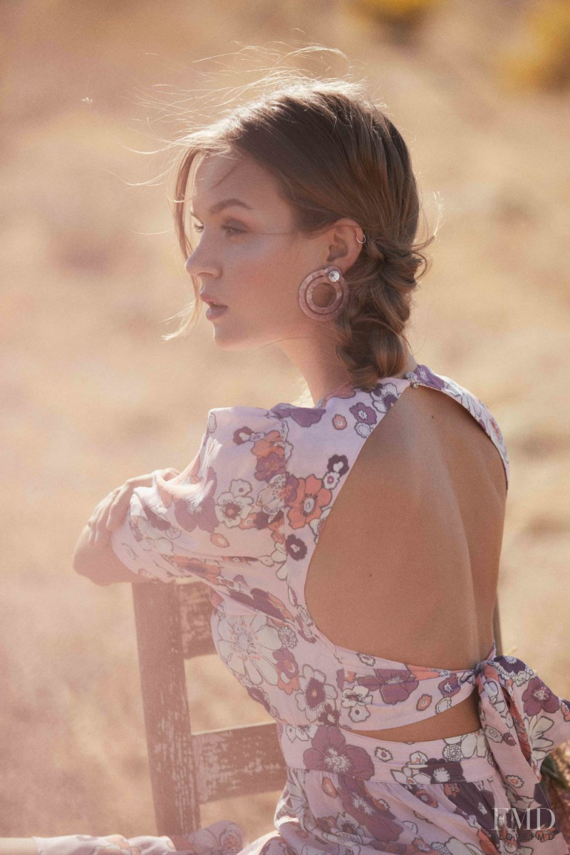 Josephine Skriver featured in  the For Love & Lemons Country Charm advertisement for Summer 2018