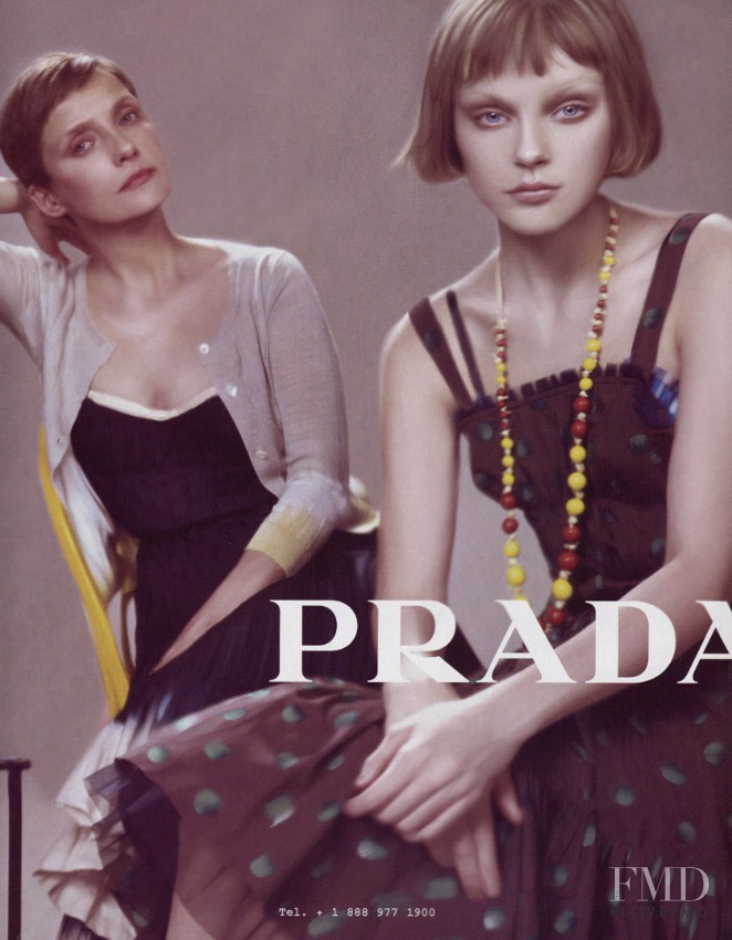 Jessica Stam featured in  the Prada advertisement for Spring/Summer 2004