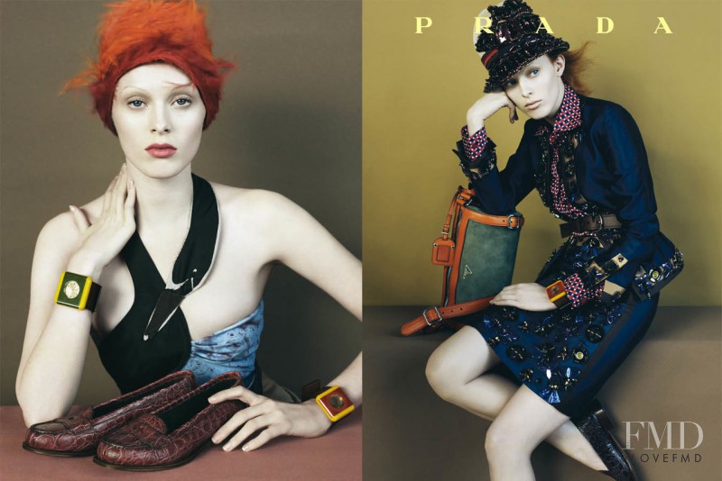 Karen Elson featured in  the Prada advertisement for Spring/Summer 2005