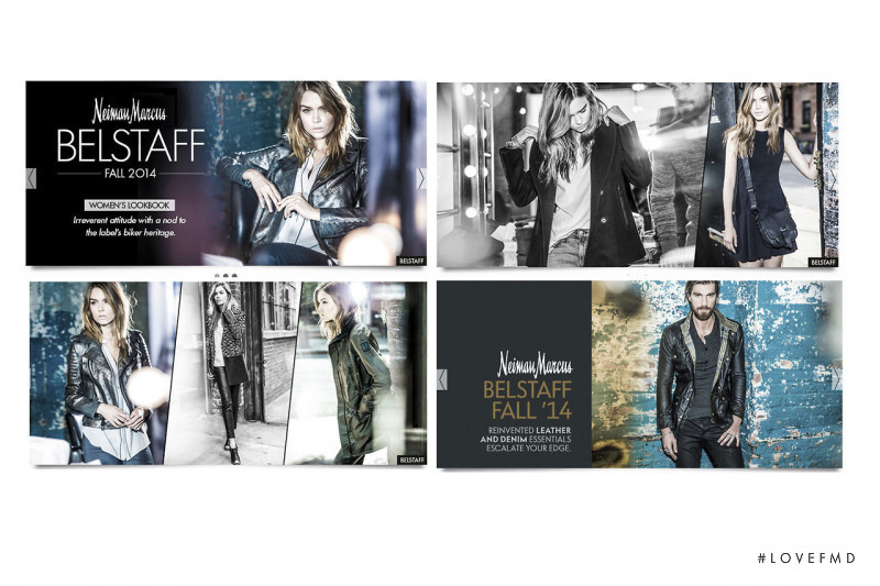 Josephine Skriver featured in  the Neiman Marcus x Belstaff advertisement for Autumn/Winter 2014
