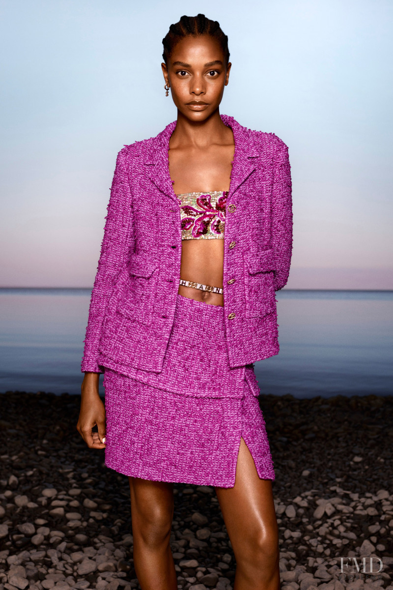 Karly Loyce featured in  the Chanel lookbook for Resort 2021