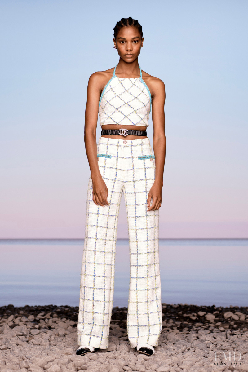 Karly Loyce featured in  the Chanel lookbook for Resort 2021