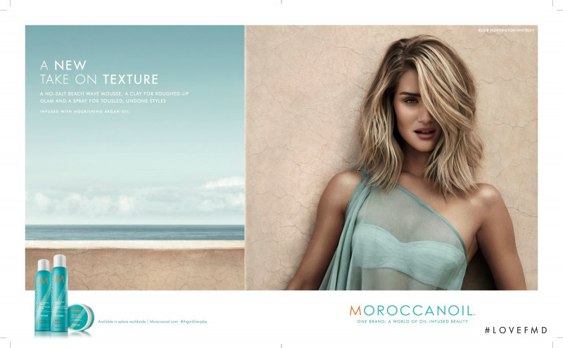 Rosie Huntington-Whiteley featured in  the Moroccanoil advertisement for Spring/Summer 2016