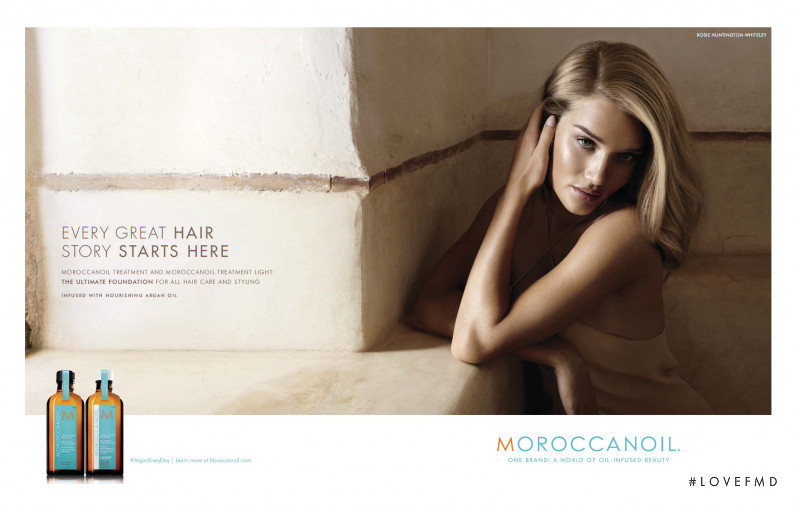 Rosie Huntington-Whiteley featured in  the Moroccanoil advertisement for Spring/Summer 2016