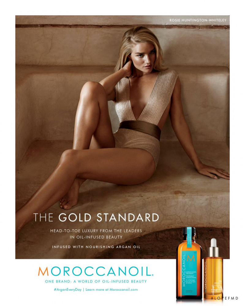 Rosie Huntington-Whiteley featured in  the Moroccanoil advertisement for Spring/Summer 2016