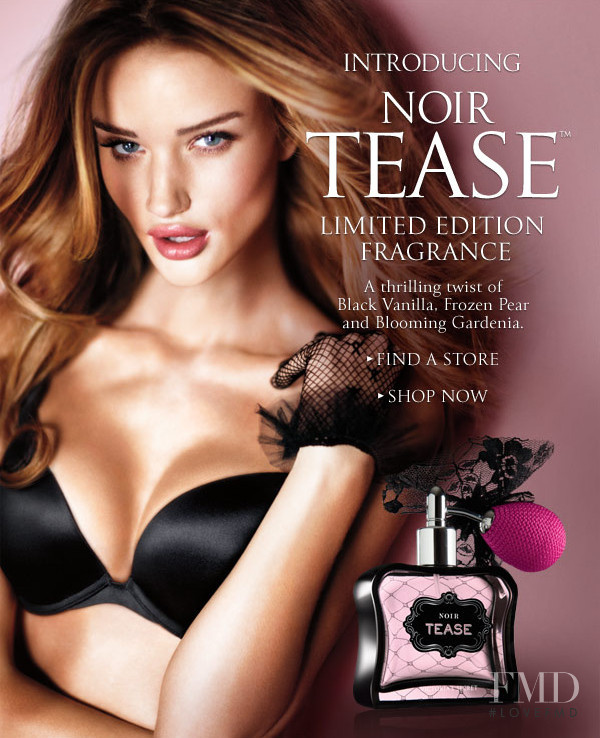 Rosie Huntington-Whiteley featured in  the Victoria\'s Secret Beauty Noir Tease Fragrance advertisement for Autumn/Winter 2010