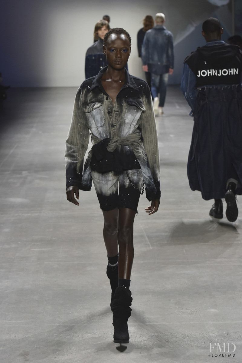 Ajak Deng featured in  the John John Lab fashion show for Autumn/Winter 2019