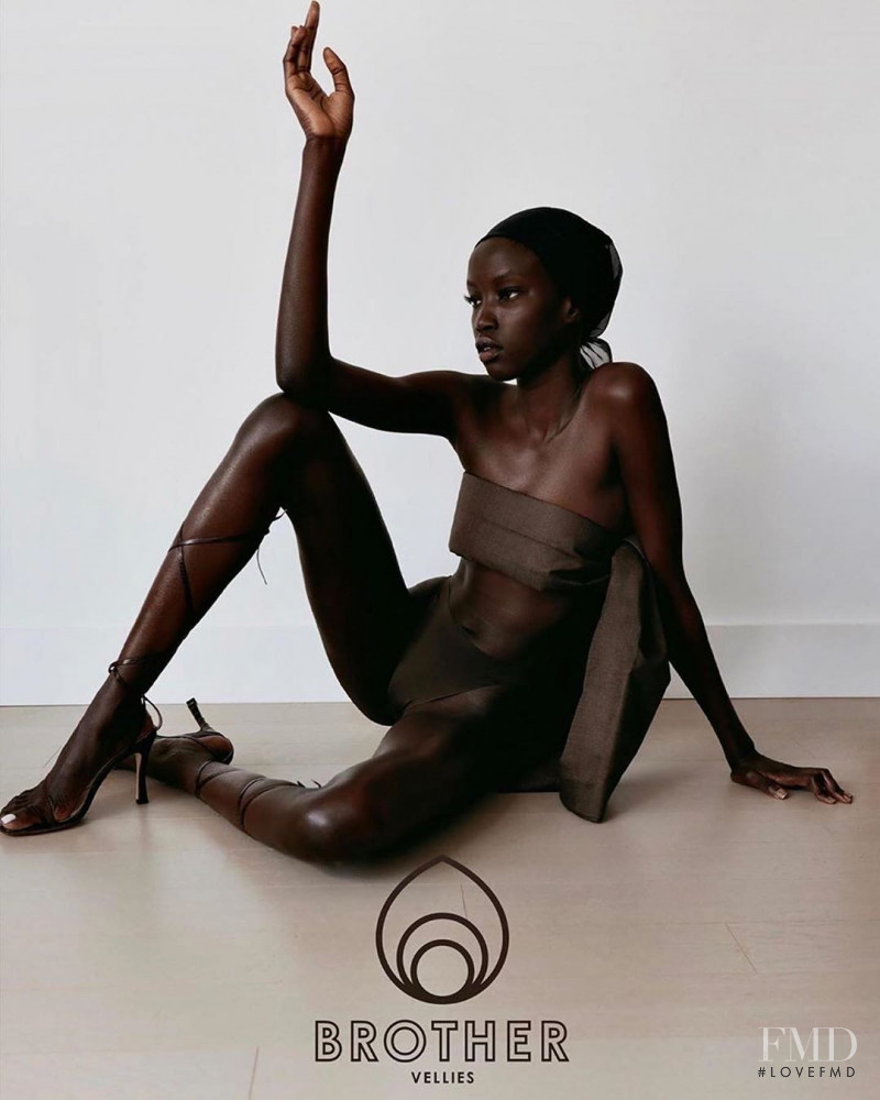 Anok Yai featured in  the Brother Vellies advertisement for Pre-Fall 2020