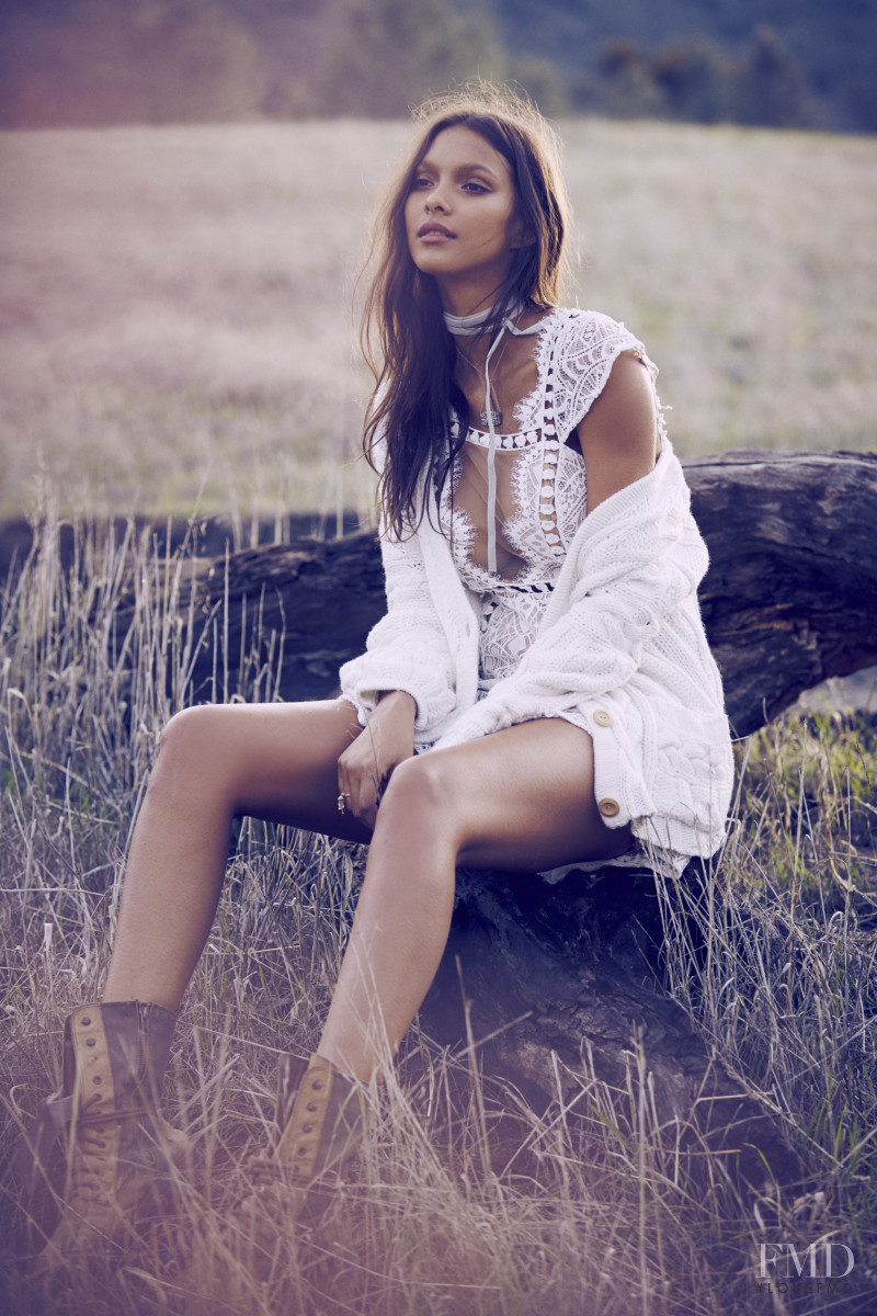 Lais Ribeiro featured in  the For Love & Lemons Wildflower lookbook for Fall 2016