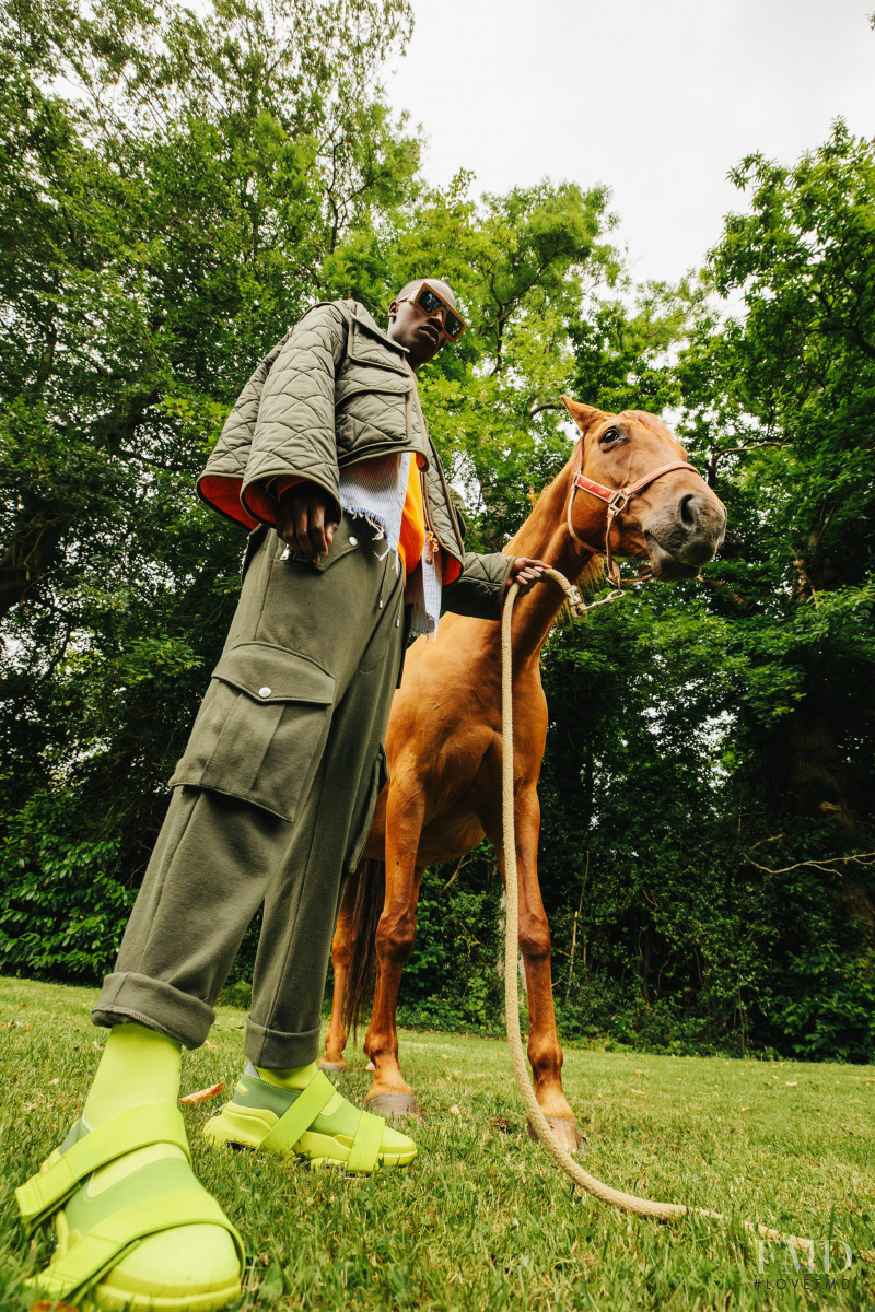 Bakay Diaby featured in  the Balmain lookbook for Resort 2021