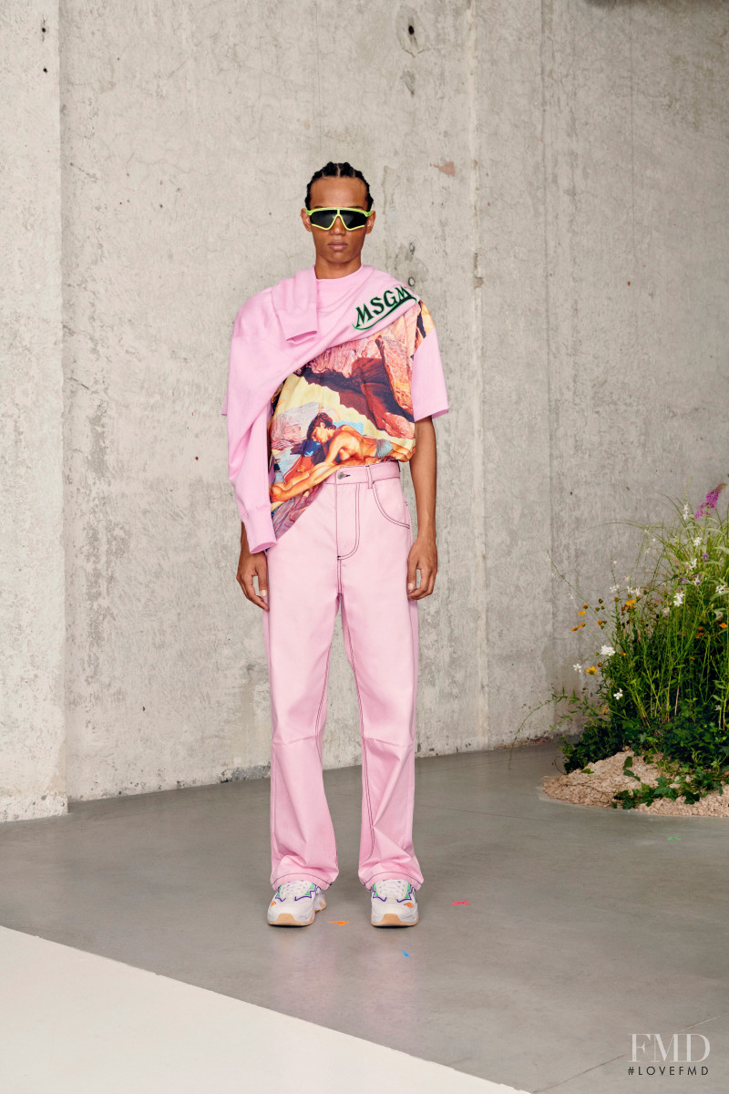 Nigel Herrenauw featured in  the MSGM lookbook for Spring/Summer 2021