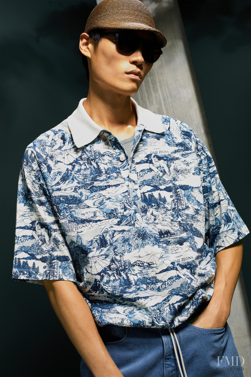 Jean Chang featured in  the ZZegna lookbook for Spring/Summer 2021