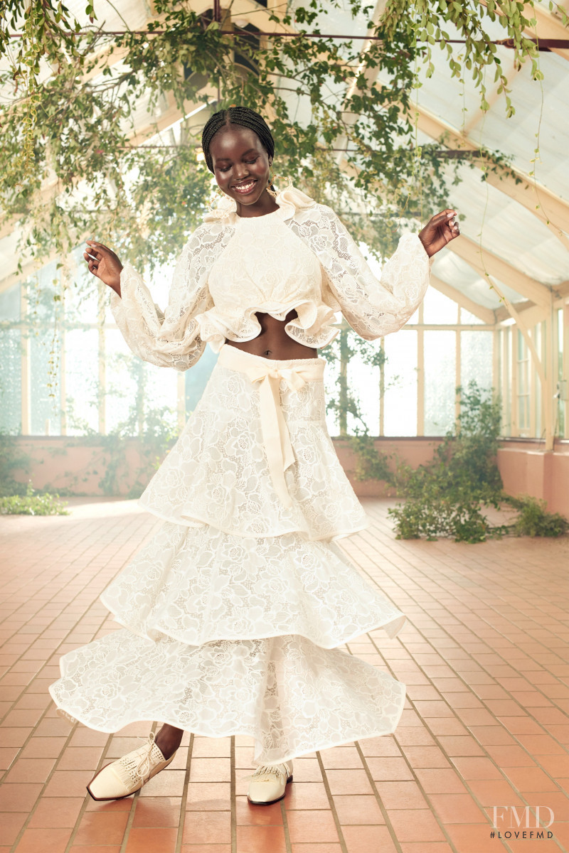 Adut Akech Bior featured in  the Zimmermann lookbook for Resort 2021