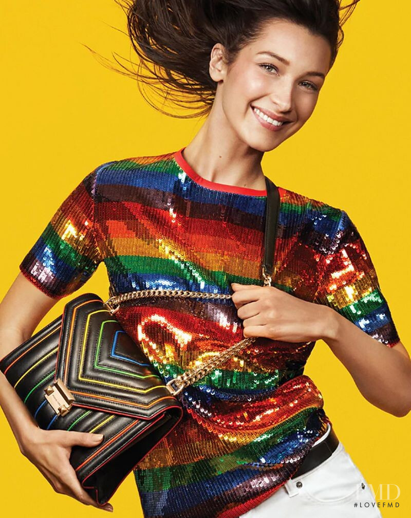 Bella Hadid featured in  the Michael Michael Kors Rainbow Capsule advertisement for Summer 2019