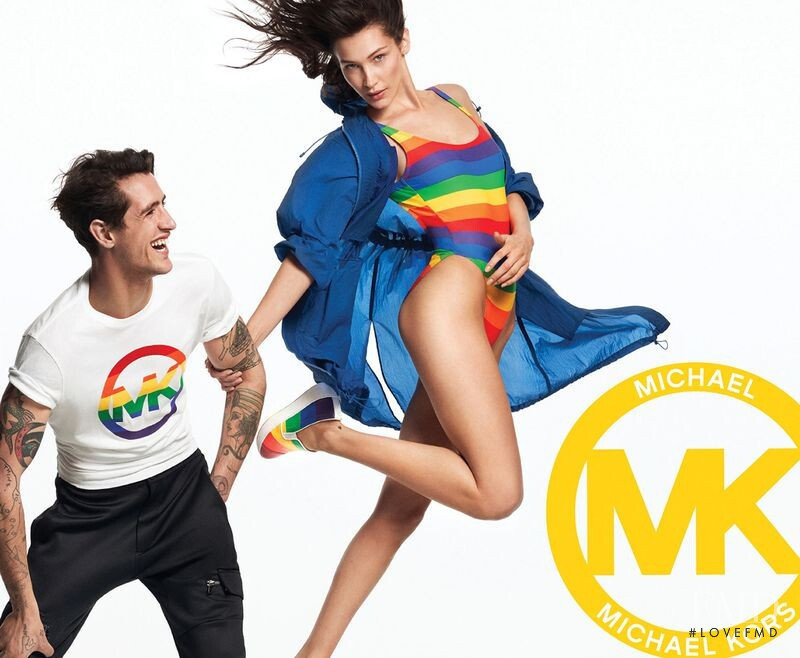 Bella Hadid featured in  the Michael Michael Kors Rainbow Capsule advertisement for Summer 2019