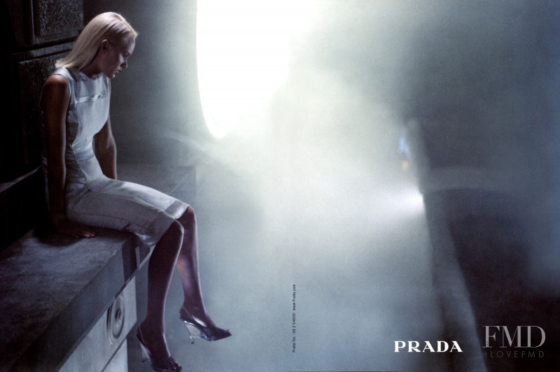 Amber Valletta featured in  the Prada advertisement for Spring/Summer 1998